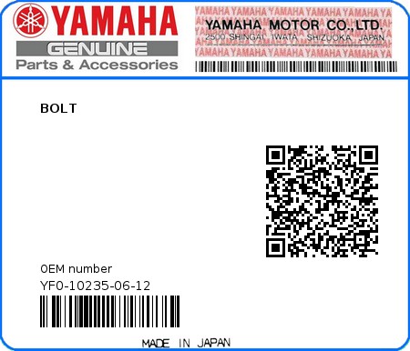 Product image: Yamaha - YF0-10235-06-12 - BOLT  0