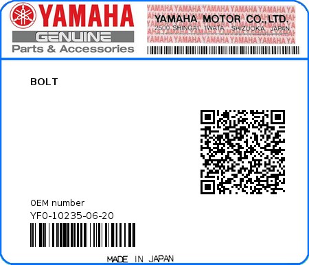 Product image: Yamaha - YF0-10235-06-20 - BOLT  0