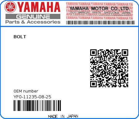 Product image: Yamaha - YF0-11235-08-25 - BOLT  0