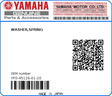Product image: Yamaha - YF0-45126-01-20 - WASHER,SPRING  0