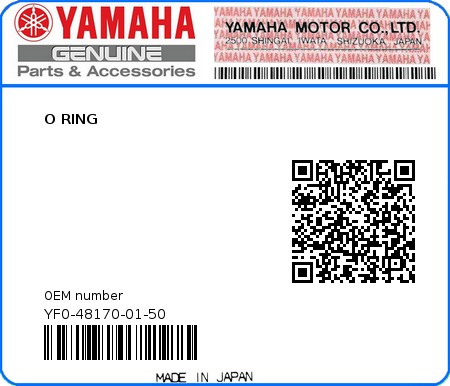 Product image: Yamaha - YF0-48170-01-50 - O RING  0