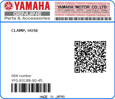 Product image: Yamaha - YF0-93188-90-45 - CLAMP, HOSE  0