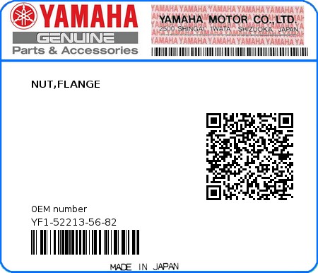 Product image: Yamaha - YF1-52213-56-82 - NUT,FLANGE  0