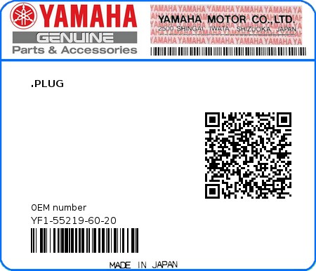 Product image: Yamaha - YF1-55219-60-20 - .PLUG  0