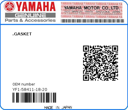 Product image: Yamaha - YF1-58411-18-20 - .GASKET  0