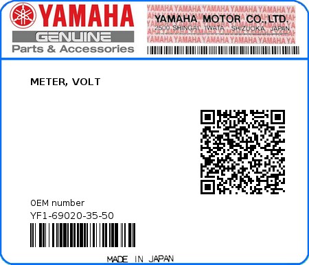 Product image: Yamaha - YF1-69020-35-50 - METER, VOLT  0