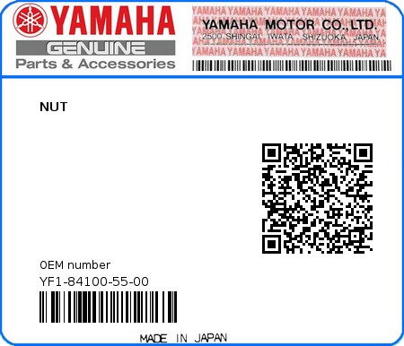 Product image: Yamaha - YF1-84100-55-00 - NUT  0