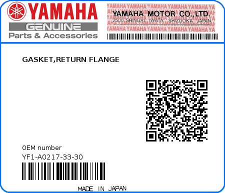 Product image: Yamaha - YF1-A0217-33-30 - GASKET,RETURN FLANGE  0