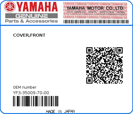 Product image: Yamaha - YF3-35009-70-00 - COVER,FRONT  0
