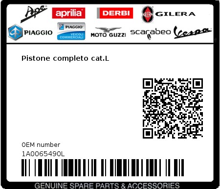 Product image: Moto Guzzi - 1A0065490L - Pistone completo cat.L  0