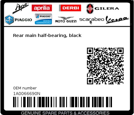 Product image: Moto Guzzi - 1A0066690N - Rear main half-bearing, black  0
