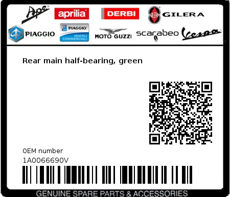 Product image: Moto Guzzi - 1A0066690V - Rear main half-bearing, green  0