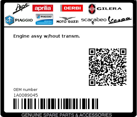 Product image: Moto Guzzi - 1A0089045 - Engine assy w/hout transm.  0