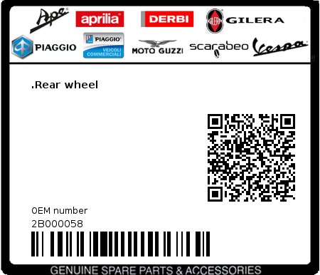 Product image: Moto Guzzi - 2B000058 - .Rear wheel  0