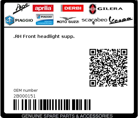 Product image: Moto Guzzi - 2B000151 - .RH Front headlight supp.  0