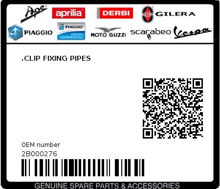 Product image: Moto Guzzi - 2B000276 - .CLIP FIXING PIPES  0