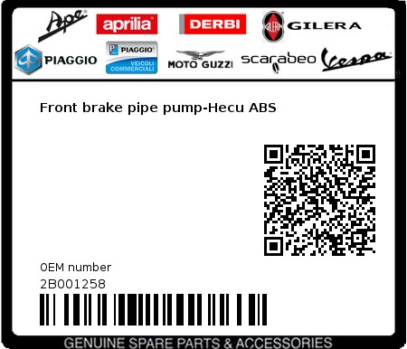 Product image: Moto Guzzi - 2B001258 - Front brake pipe pump-Hecu ABS  0