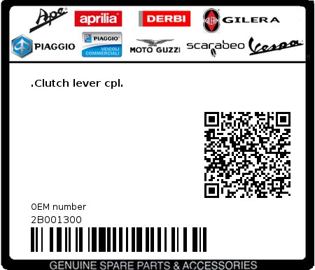 Product image: Moto Guzzi - 2B001300 - .Clutch lever cpl.  0
