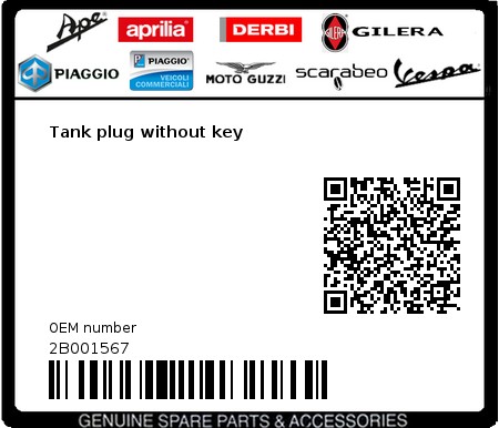 Product image: Moto Guzzi - 2B001567 - Tank plug without key  0