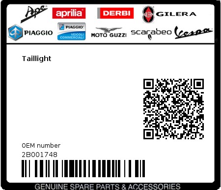 Product image: Moto Guzzi - 2B001748 - Taillight  0
