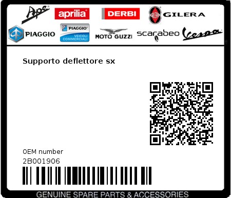 Product image: Moto Guzzi - 2B001906 - Supporto deflettore sx  0