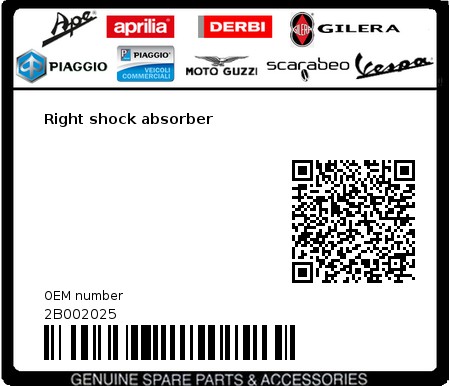 Product image: Moto Guzzi - 2B002025 - Right shock absorber  0