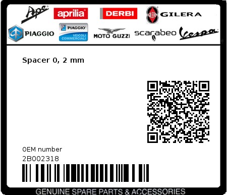 Product image: Moto Guzzi - 2B002318 - Spacer 0, 2 mm  0