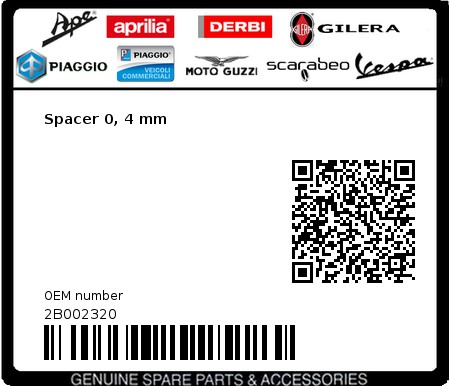Product image: Moto Guzzi - 2B002320 - Spacer 0, 4 mm  0