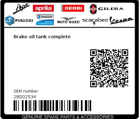 Product image: Moto Guzzi - 2B002534 - Brake oil tank complete  0