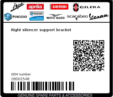 Product image: Moto Guzzi - 2B002548 - Right silencer support bracket  0