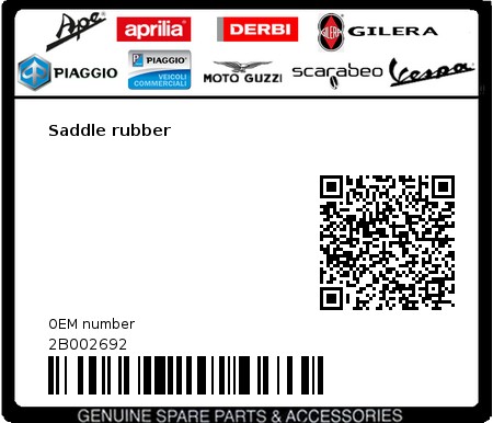 Product image: Moto Guzzi - 2B002692 - Saddle rubber  0