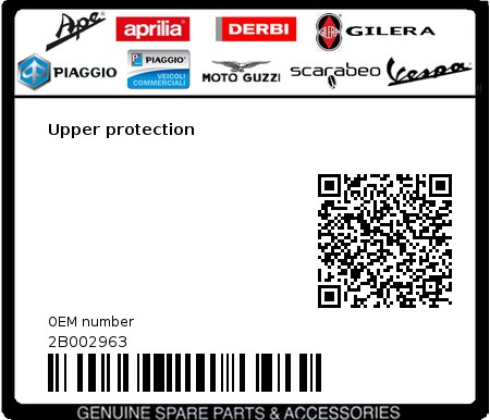 Product image: Moto Guzzi - 2B002963 - Upper protection  0