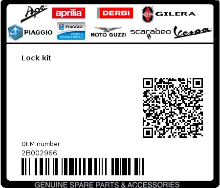 Product image: Moto Guzzi - 2B002966 - Lock kit  0