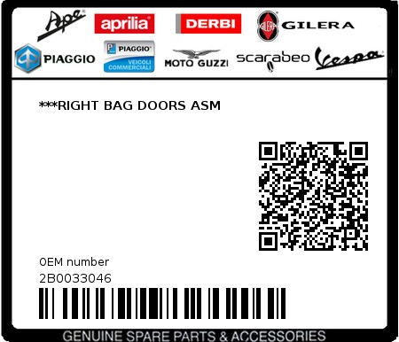 Product image: Moto Guzzi - 2B0033046 - ***RIGHT BAG DOORS ASM  0