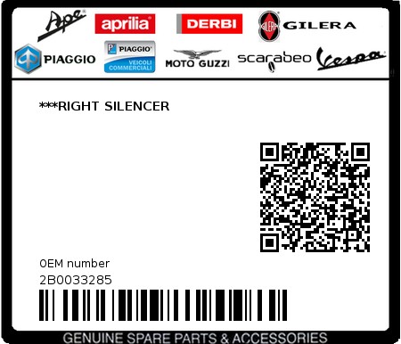 Product image: Moto Guzzi - 2B0033285 - ***RIGHT SILENCER  0