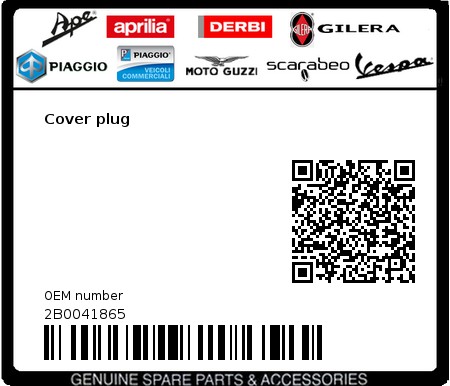 Product image: Moto Guzzi - 2B0041865 - Cover plug  0
