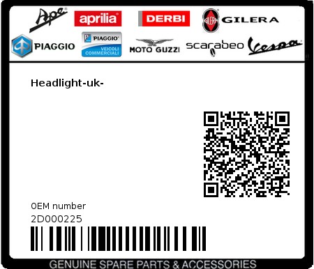 Product image: Moto Guzzi - 2D000225 - Headlight-uk-  0