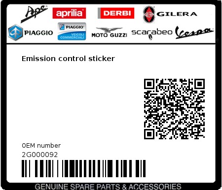 Product image: Moto Guzzi - 2G000092 - Emission control sticker  0