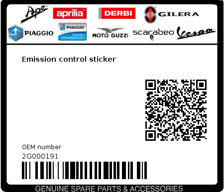 Product image: Moto Guzzi - 2G000191 - Emission control sticker  0