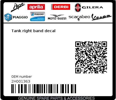 Product image: Moto Guzzi - 2H001363 - Tank right band decal  0