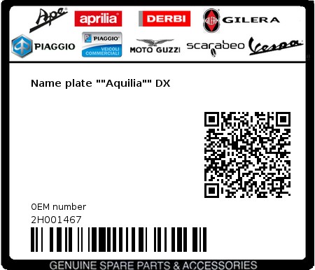 Product image: Moto Guzzi - 2H001467 - Name plate ""Aquilia"" DX  0