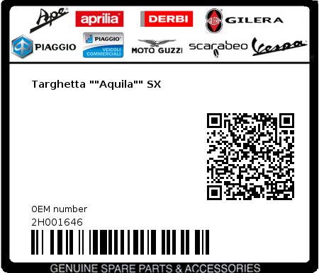 Product image: Moto Guzzi - 2H001646 - Targhetta ""Aquila"" SX  0