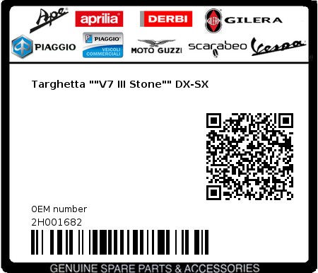 Product image: Moto Guzzi - 2H001682 - Targhetta ""V7 III Stone"" DX-SX  0