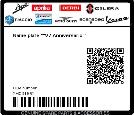 Product image: Moto Guzzi - 2H001862 - Name plate ""V7 Anniversario""  0