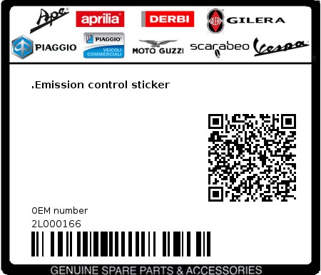 Product image: Moto Guzzi - 2L000166 - .Emission control sticker  0