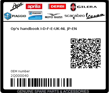 Product image: Moto Guzzi - 2Q000040 - Op's handbook I-D-F-E-UK-NL JP-EN  0