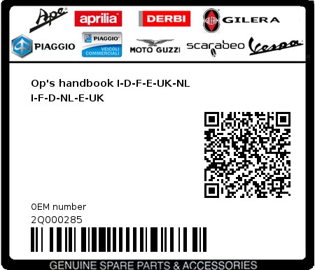 Product image: Moto Guzzi - 2Q000285 - Op's handbook I-D-F-E-UK-NL I-F-D-NL-E-UK  0