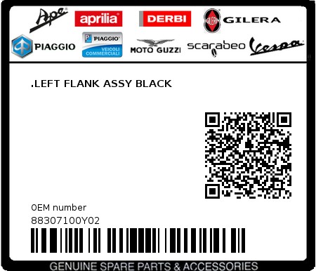 Product image: Moto Guzzi - 88307100Y02 - .LEFT FLANK ASSY BLACK  0