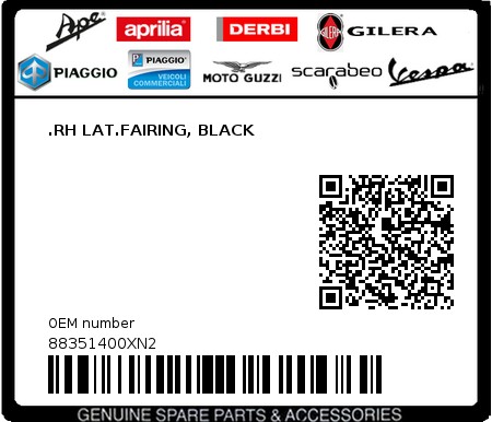Product image: Moto Guzzi - 88351400XN2 - .RH LAT.FAIRING, BLACK  0