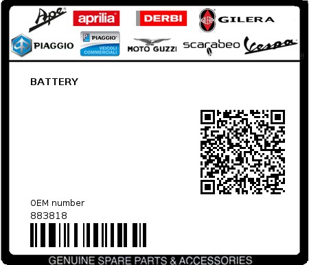 Product image: Moto Guzzi - 883818 - BATTERY  0